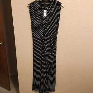 Banana Republic black/white stripe king midi-dress, medium-tall